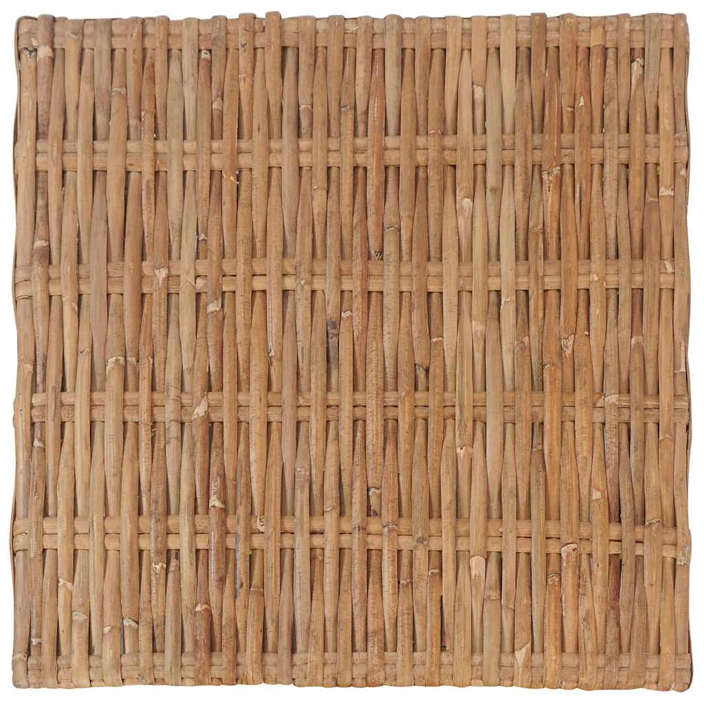 Repose-pieds en rotin naturel avec coussin crème, vue du dessus sans coussin
