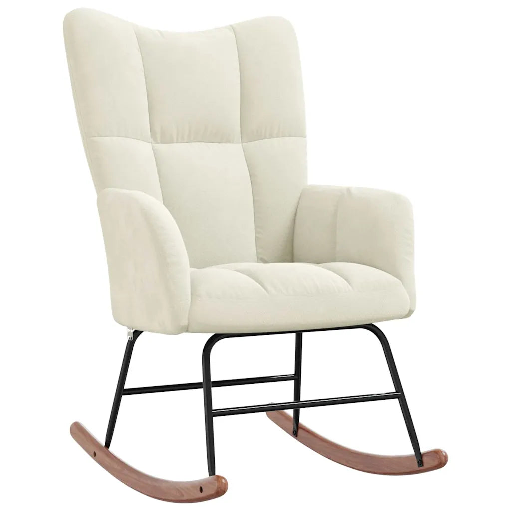 Un Rocking Chair en velours Blanc confortable et design. Existe en différents coloris.