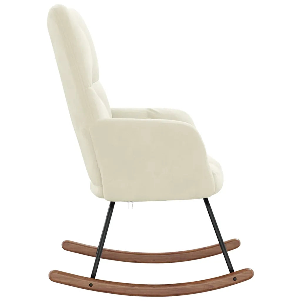 Un Rocking Chair en velours Blanc confortable et design. Existe en différents coloris.
