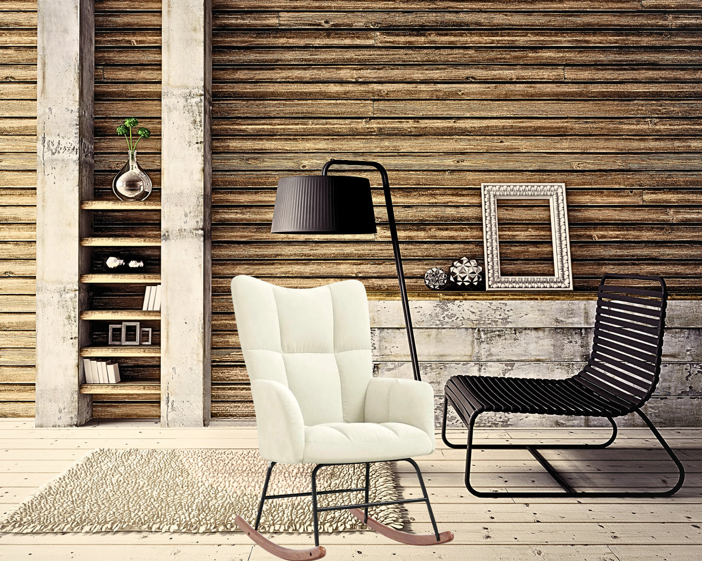 Un Rocking Chair en velours Blanc confortable et design. Existe en différents coloris.