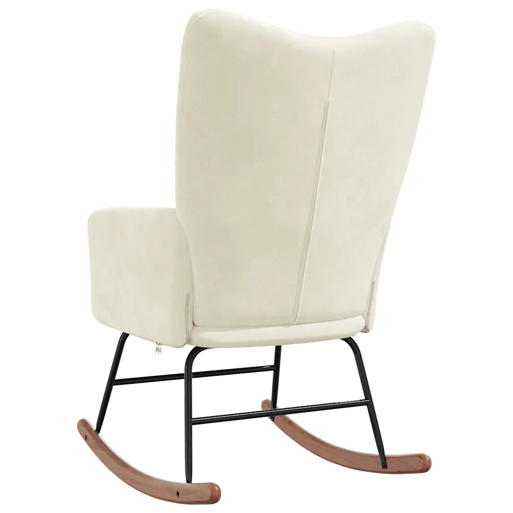 Un Rocking Chair en velours Blanc confortable et design. Existe en différents coloris.