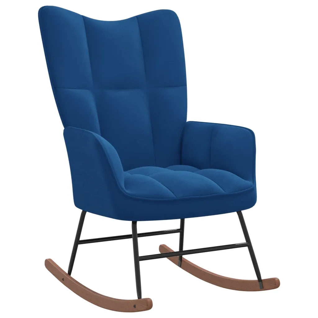 Un Rocking Chair en velours Bleu confortable et design. Existe en différents coloris.