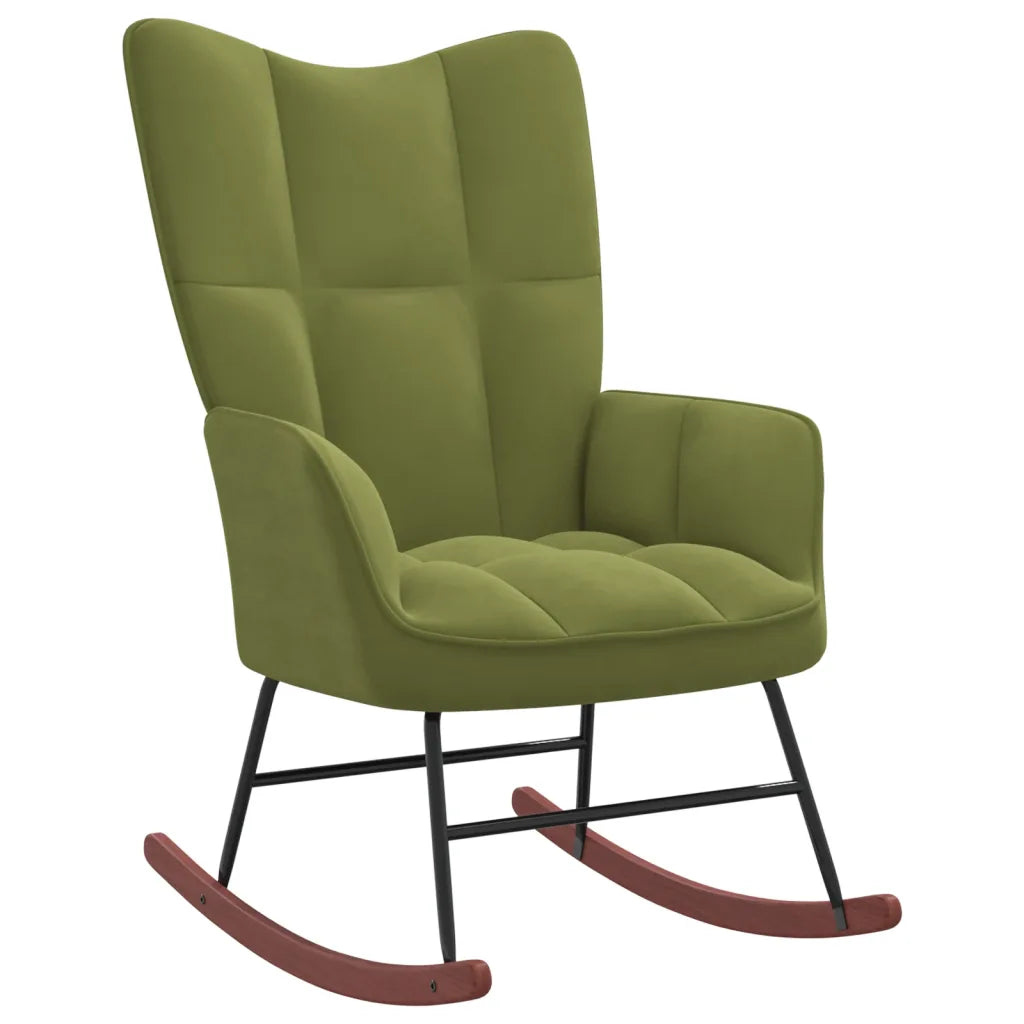 Un Rocking Chair en velours vert
confortable et design. Existe en différents coloris.