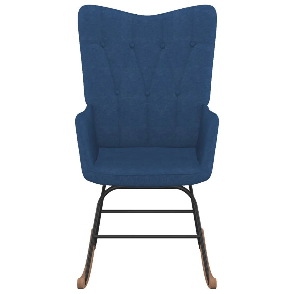 Un Siège à Bascule Bleu avec son tabouret bleu également.