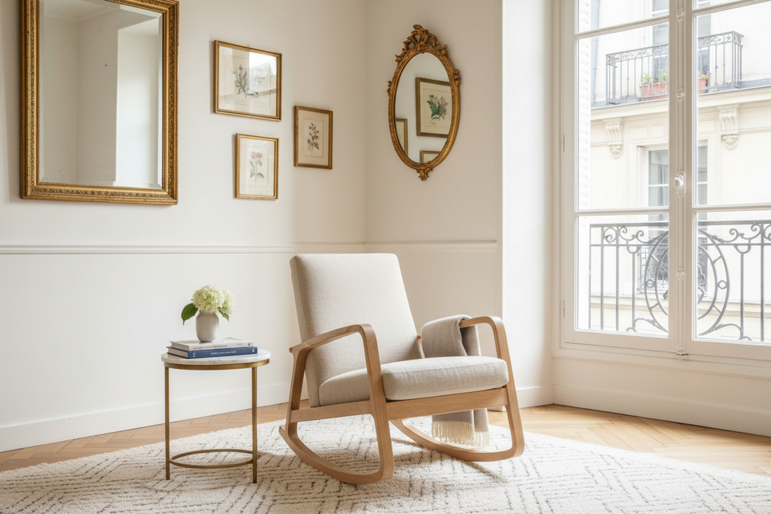 Fauteuil à bascule compact dans un petit salon lumineux