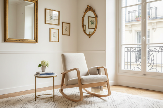 Fauteuil à bascule compact dans un petit salon lumineux