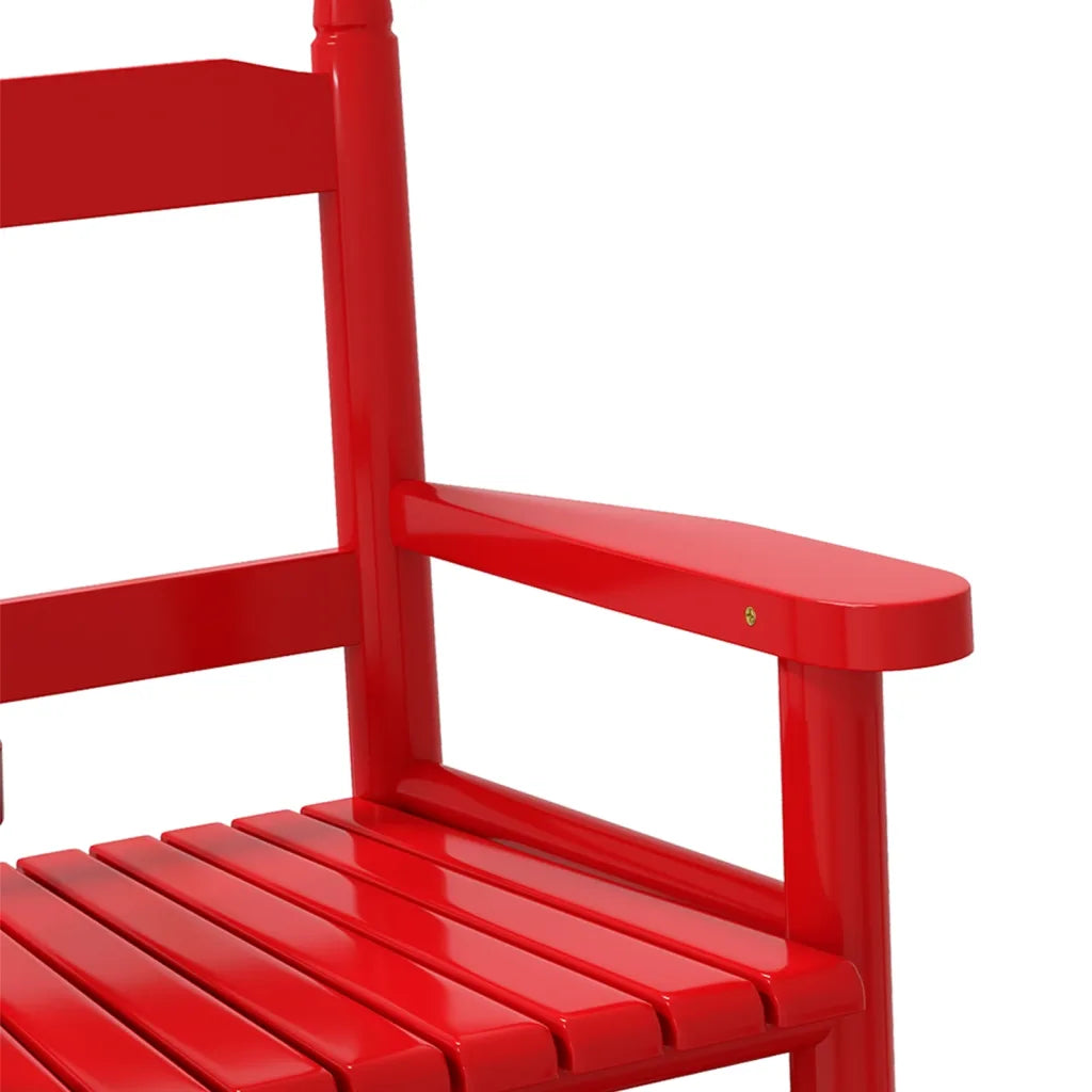 Un Fauteuil à Bascule spécial Enfant, en bois de peuplier rouge.