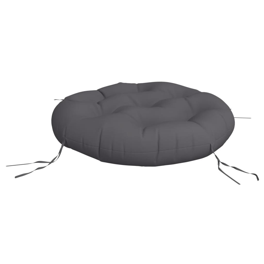 Dessus capitonné du coussin rond anthracite.