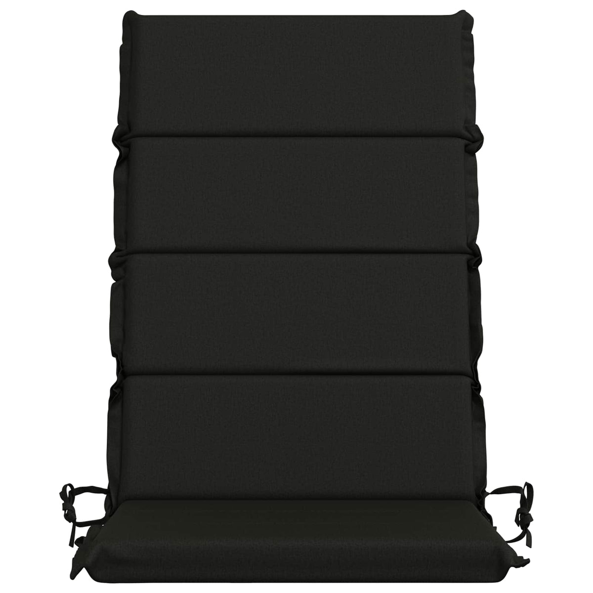 Face du coussin noir avec parties assise et dossier matelassées.