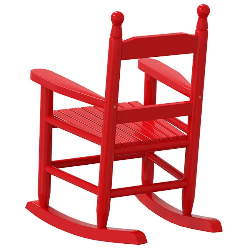 Un Fauteuil à Bascule spécial Enfant, en bois de peuplier rouge.