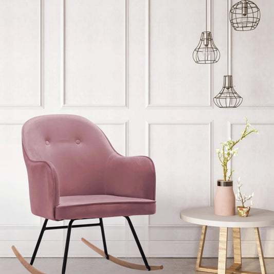 Une Chaise à Bascule Rose dans un petit salon.