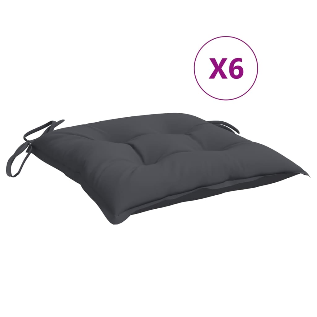 Coussin anthracite carré avec attaches et mention lot de six.