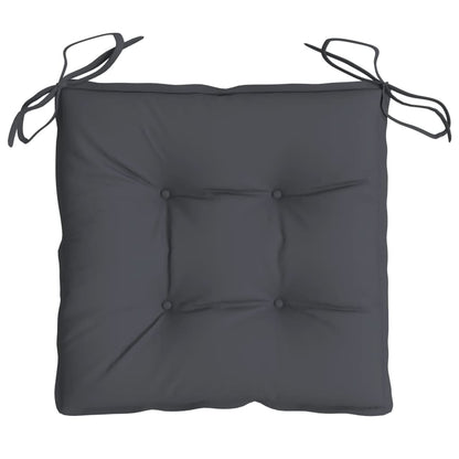 Dessus du coussin carré anthracite avec attaches nouées aux coins.