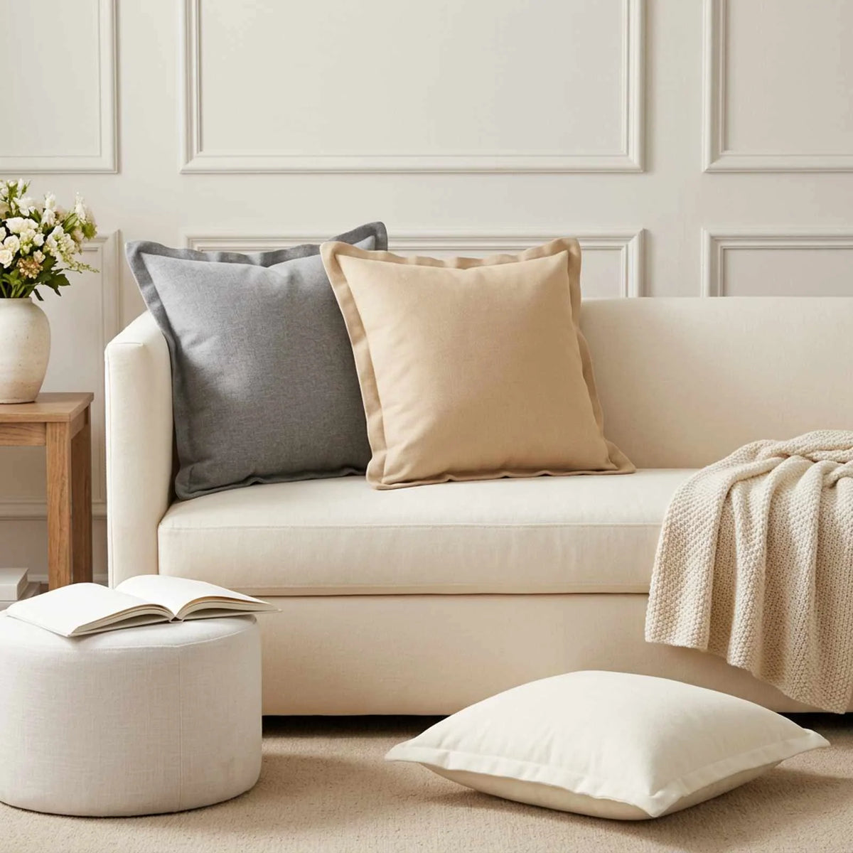 Coussin Blanc : 50 × 50 cm