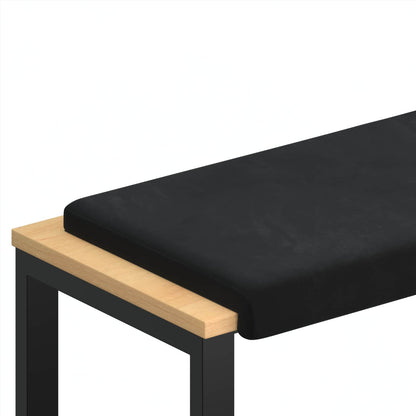Coussin de banc en velours noir à base rigide présenté seul sur fond blanc.