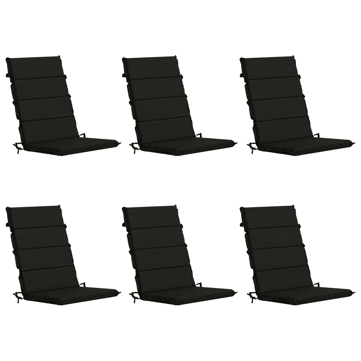 Coussin noir à dossier haut présenté avec la mention lot de six.