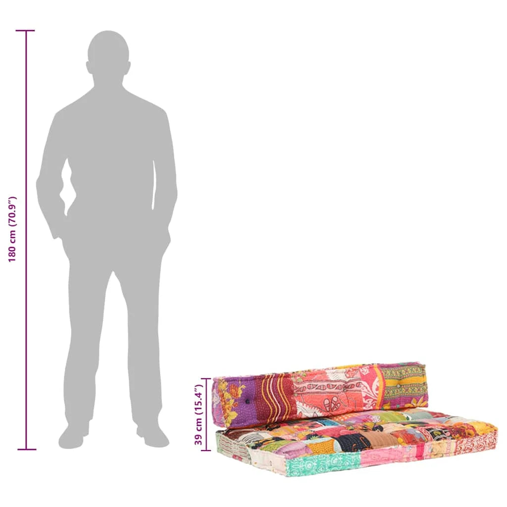 Coussin Patchwork multicolore : composition revêtement en tissu 100 % coton