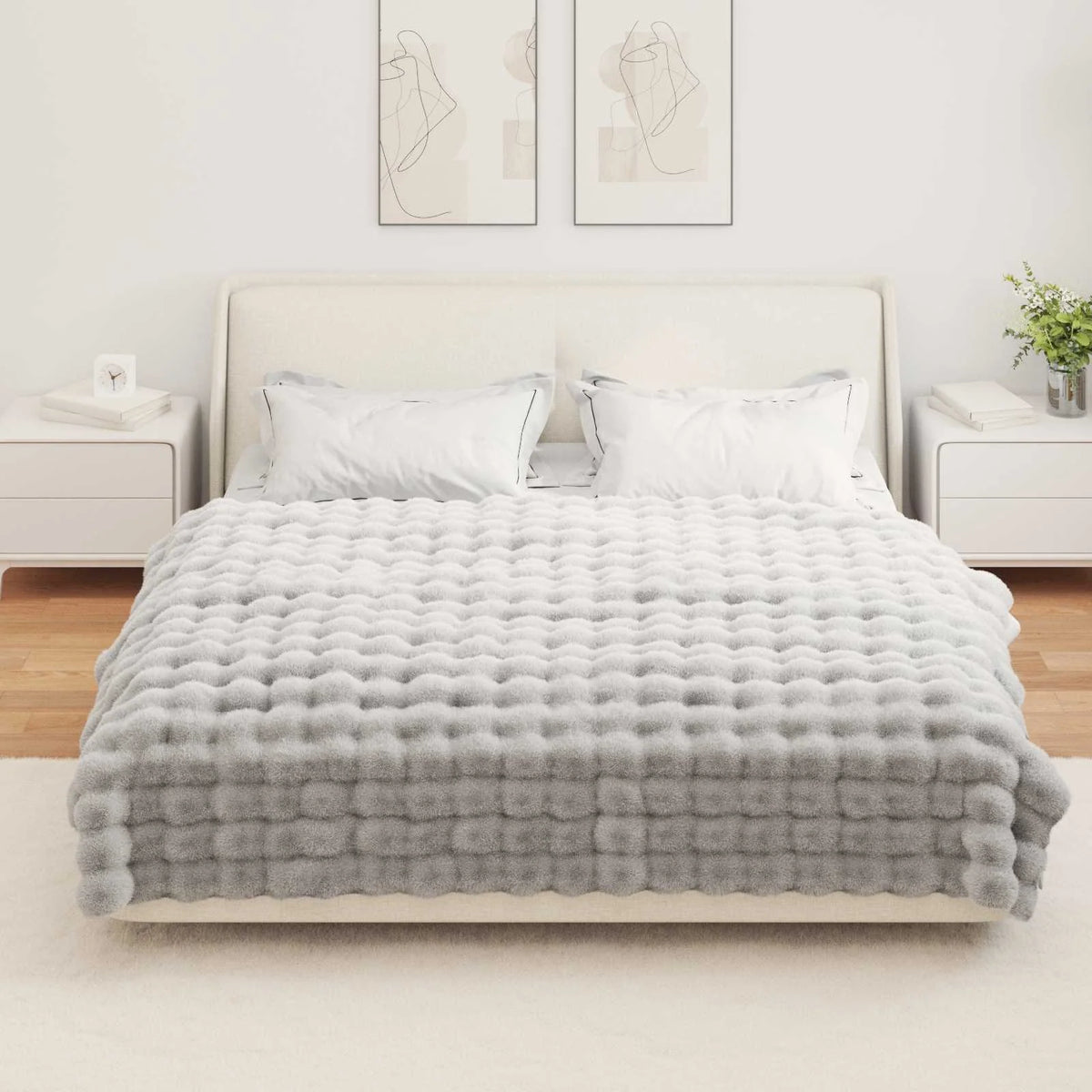 Couverture Antidérapante au format 150 x 220 cm, modèle gris