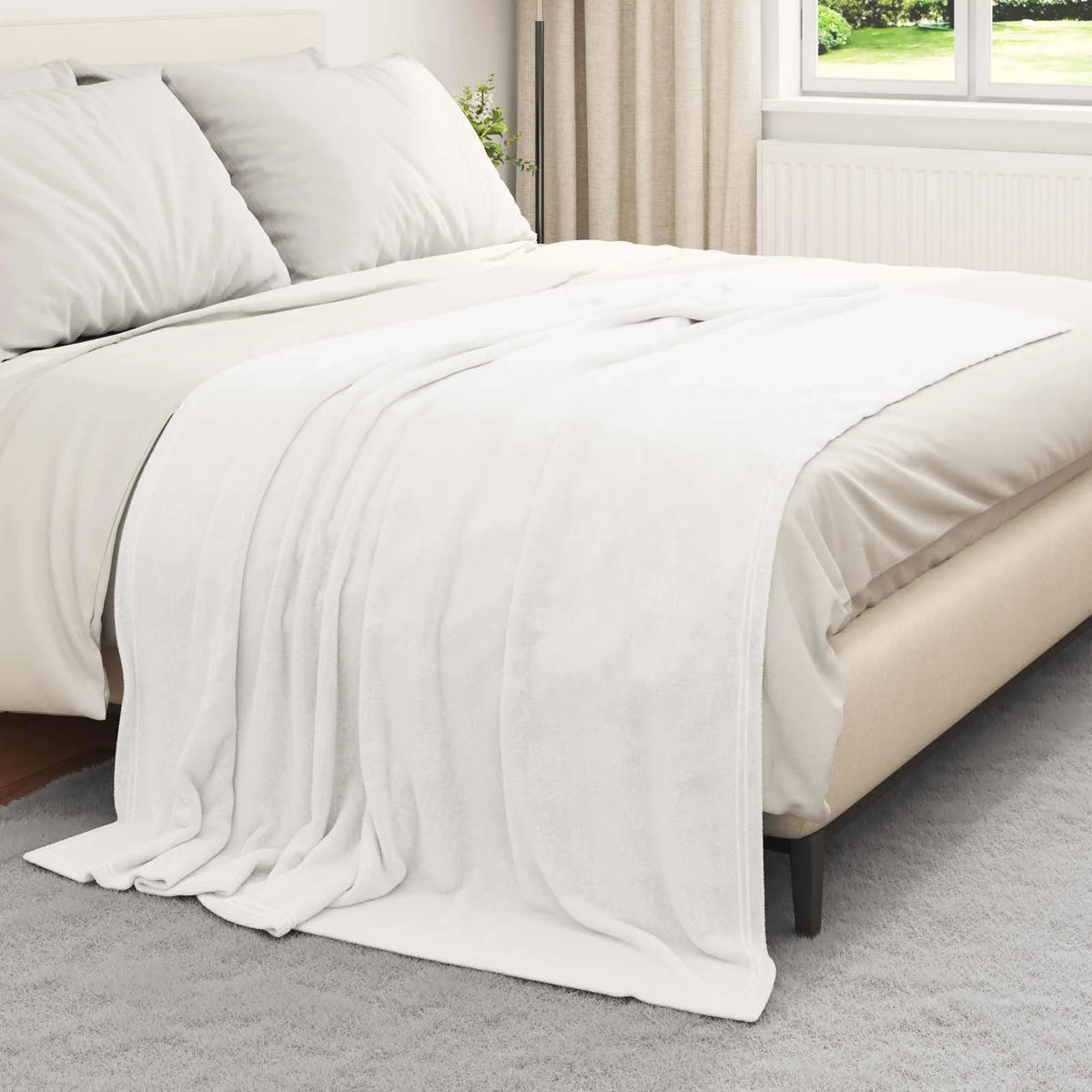 Couverture Blanche blanc, polaire polyester