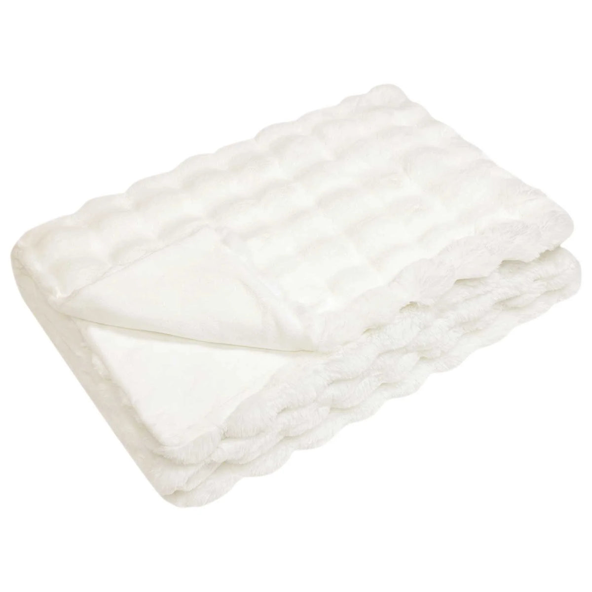 Couverture Fausse Fourrure Blanche, coloris blanc, format 150 x 220 cm
