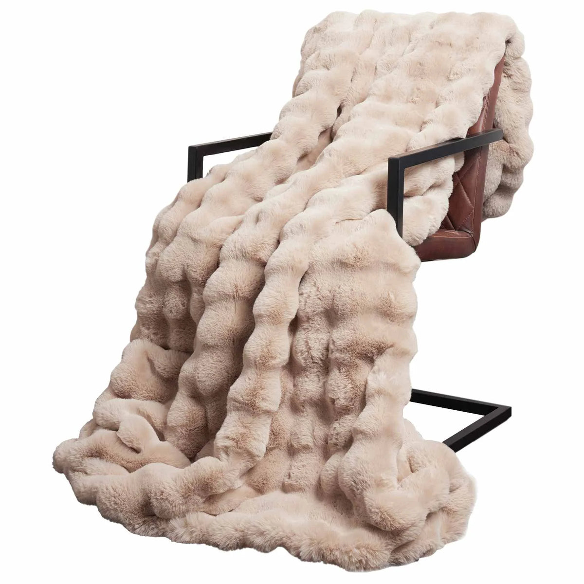 Couverture Fausse Fourrure beige, fausse fourrure en polyester