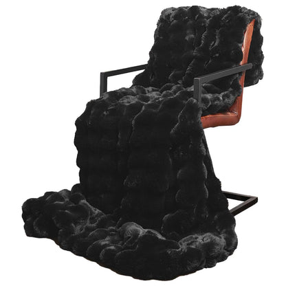 Couverture Fausse Fourrure Noire noir, fausse fourrure en polyester