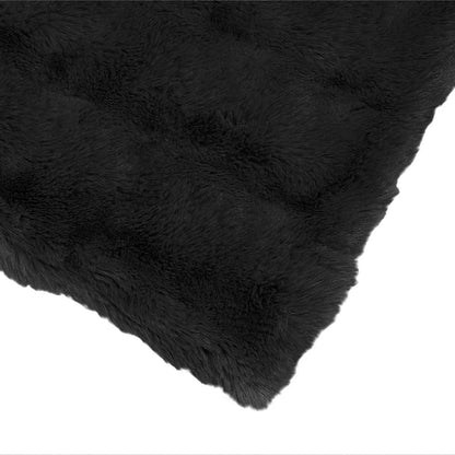 Couverture Fausse Fourrure Noire, fausse fourrure en polyester, coloris noir