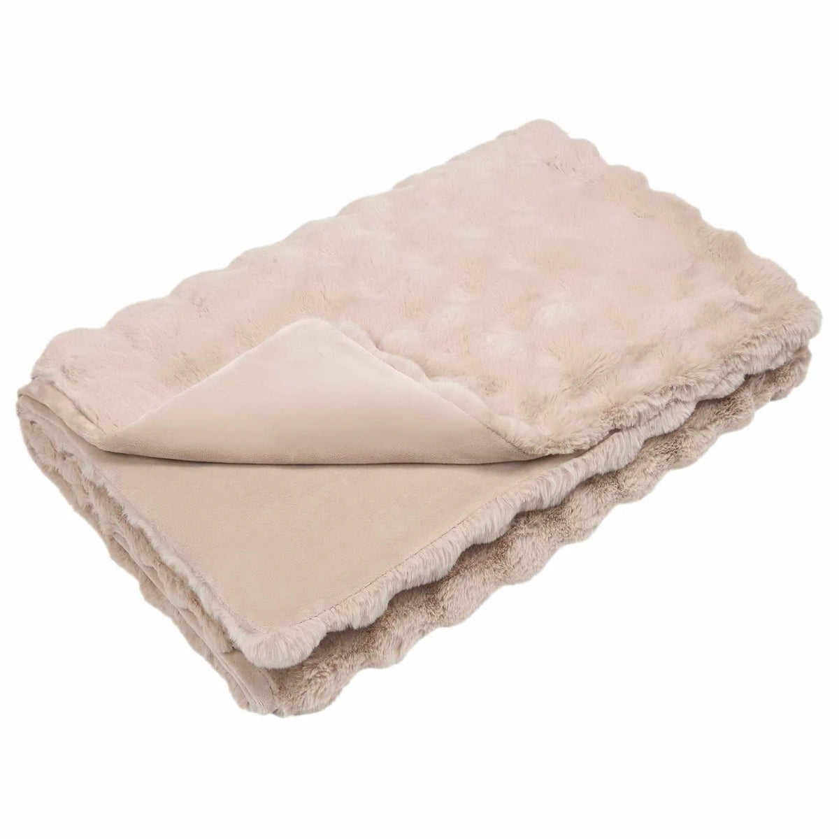 Couverture Fausse Fourrure, coloris beige, format 150 x 220 cm