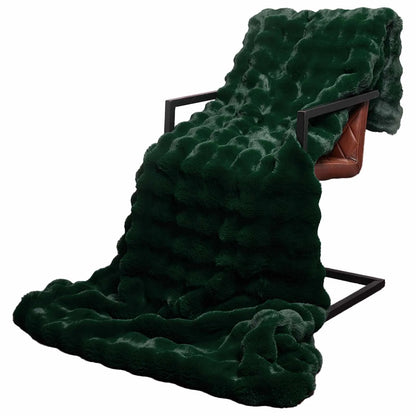 Couverture Verte vert foncé, fausse fourrure en polyester