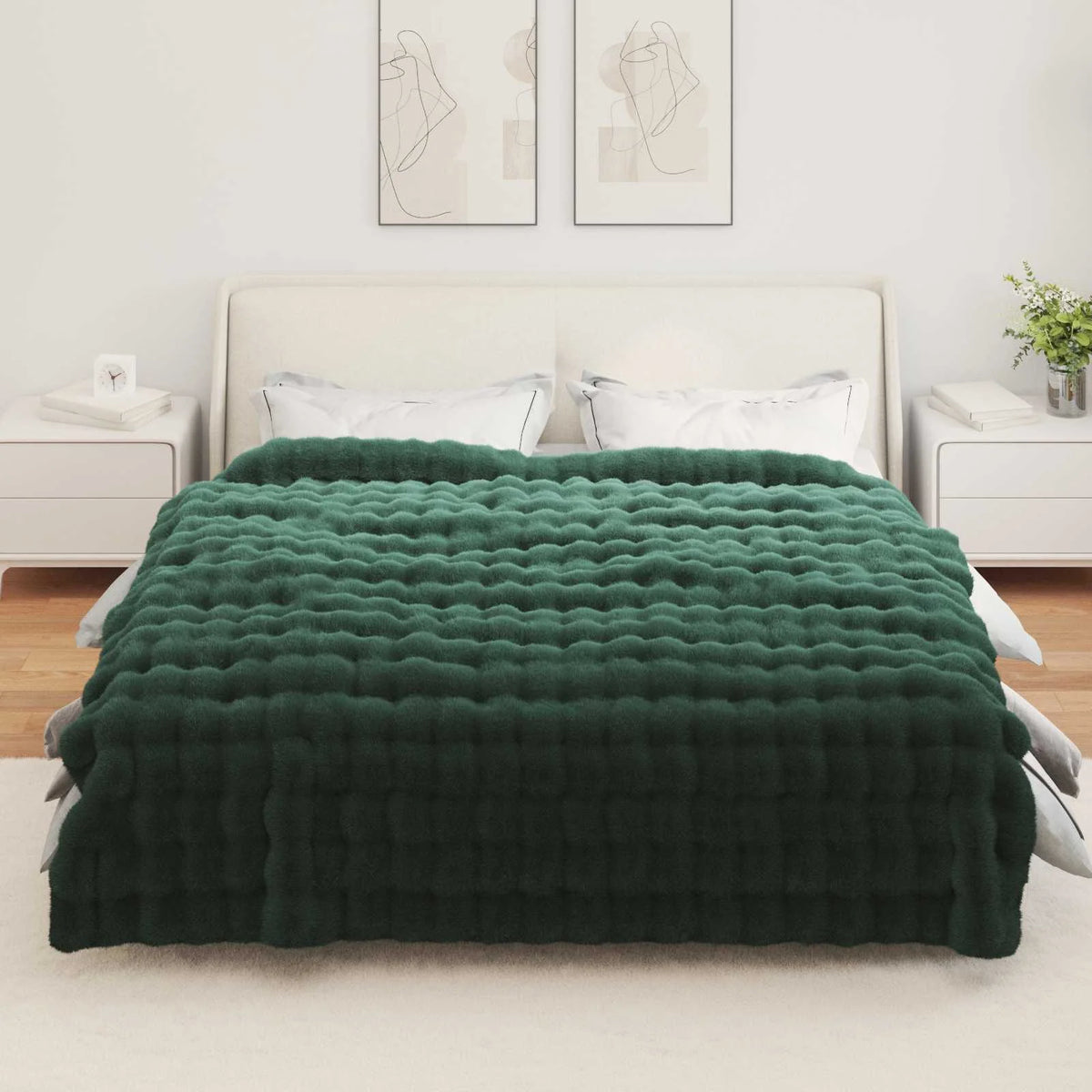 Couverture Verte au format 220 x 240 cm, modèle vert foncé