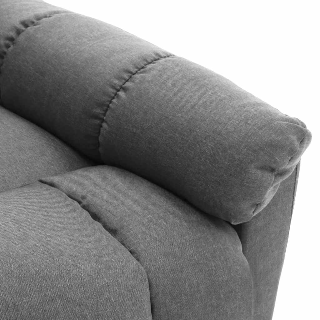 Détail de l’accoudoir rembourré du fauteuil de massage gris clair