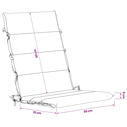 Schéma des dimensions du coussin à dossier haut : 120 × 50 × 5 cm.