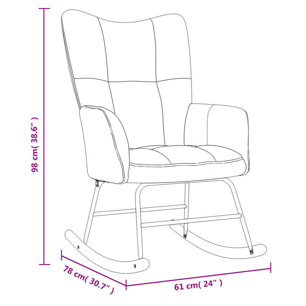 Un Fauteuil à Bascule en velours ultraconfortable, de couleur Bleu Canard.