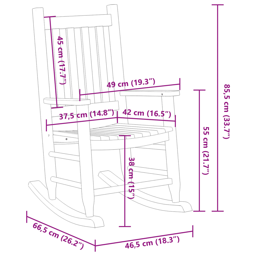 2 Fauteuils à Bascule en Bois Blanc pour les enfants.