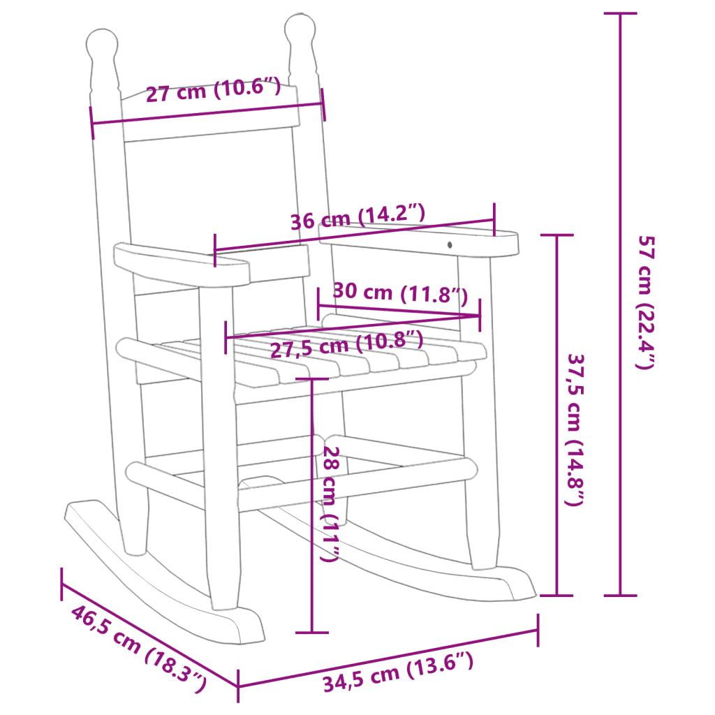 Un Fauteuil à Bascule spécial Enfant, en bois de peuplier rouge.