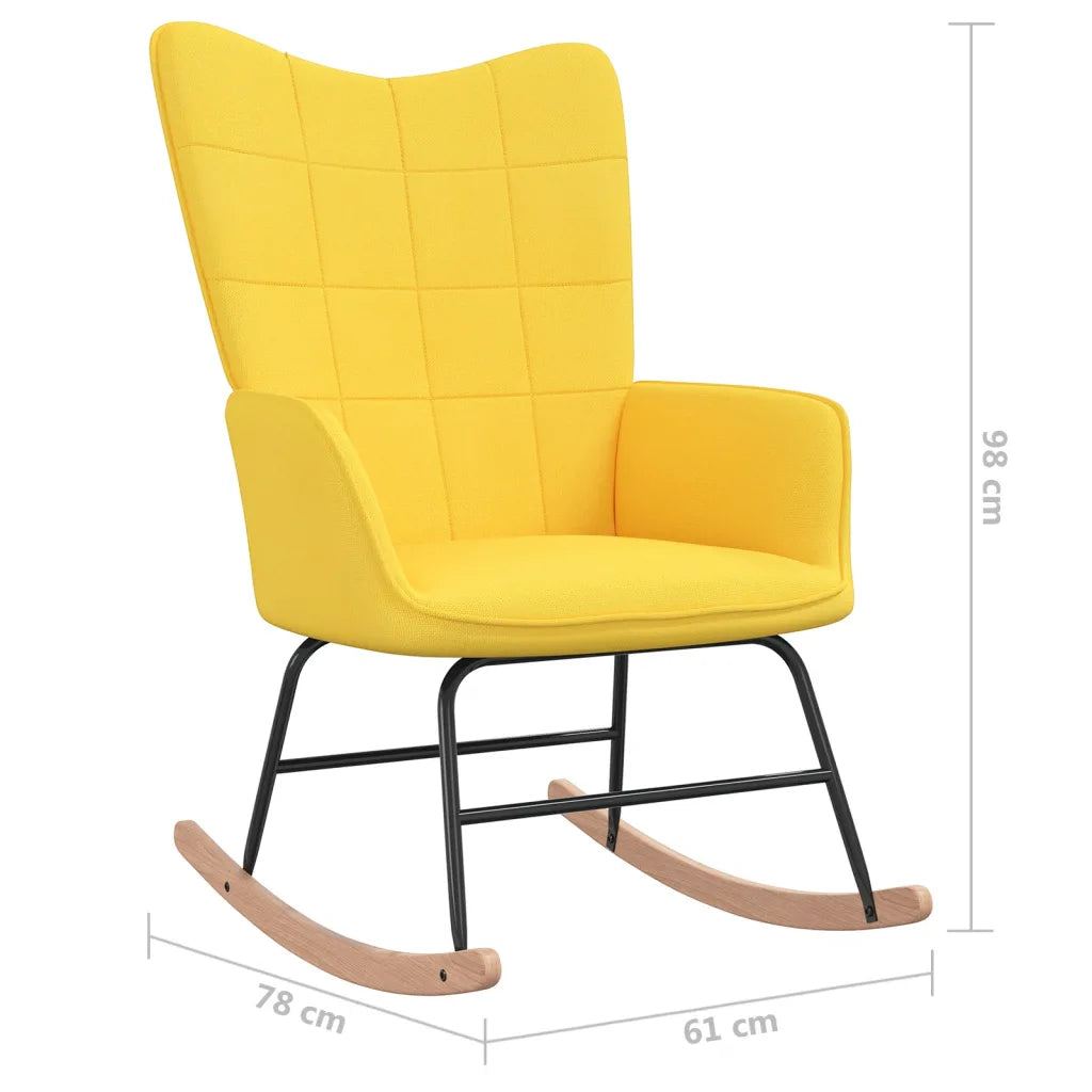 Dimensions d'un Fauteuil Confortable Allaitement, le tout de couleur jaune moutarde