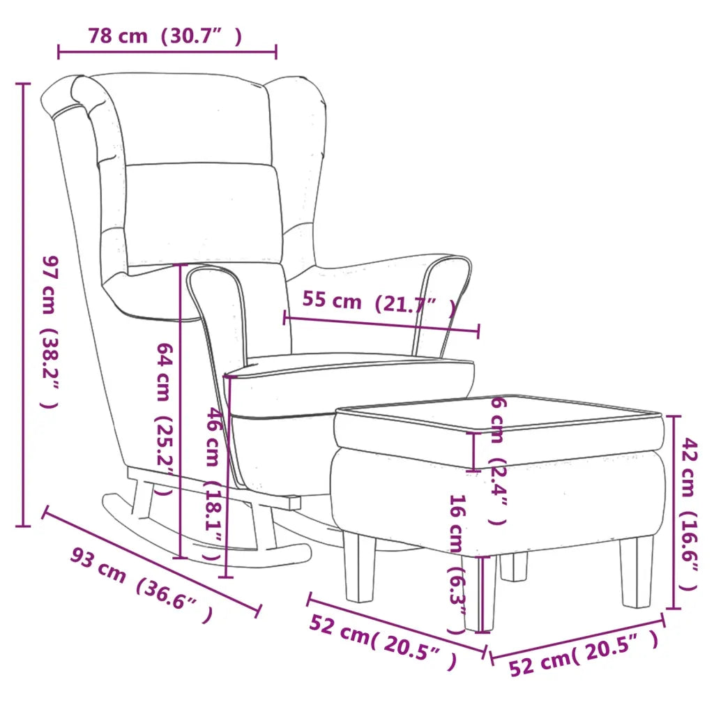 Un Rocking Chair Traditionnel incontournable, confortable et vendu avec un repose-pieds.