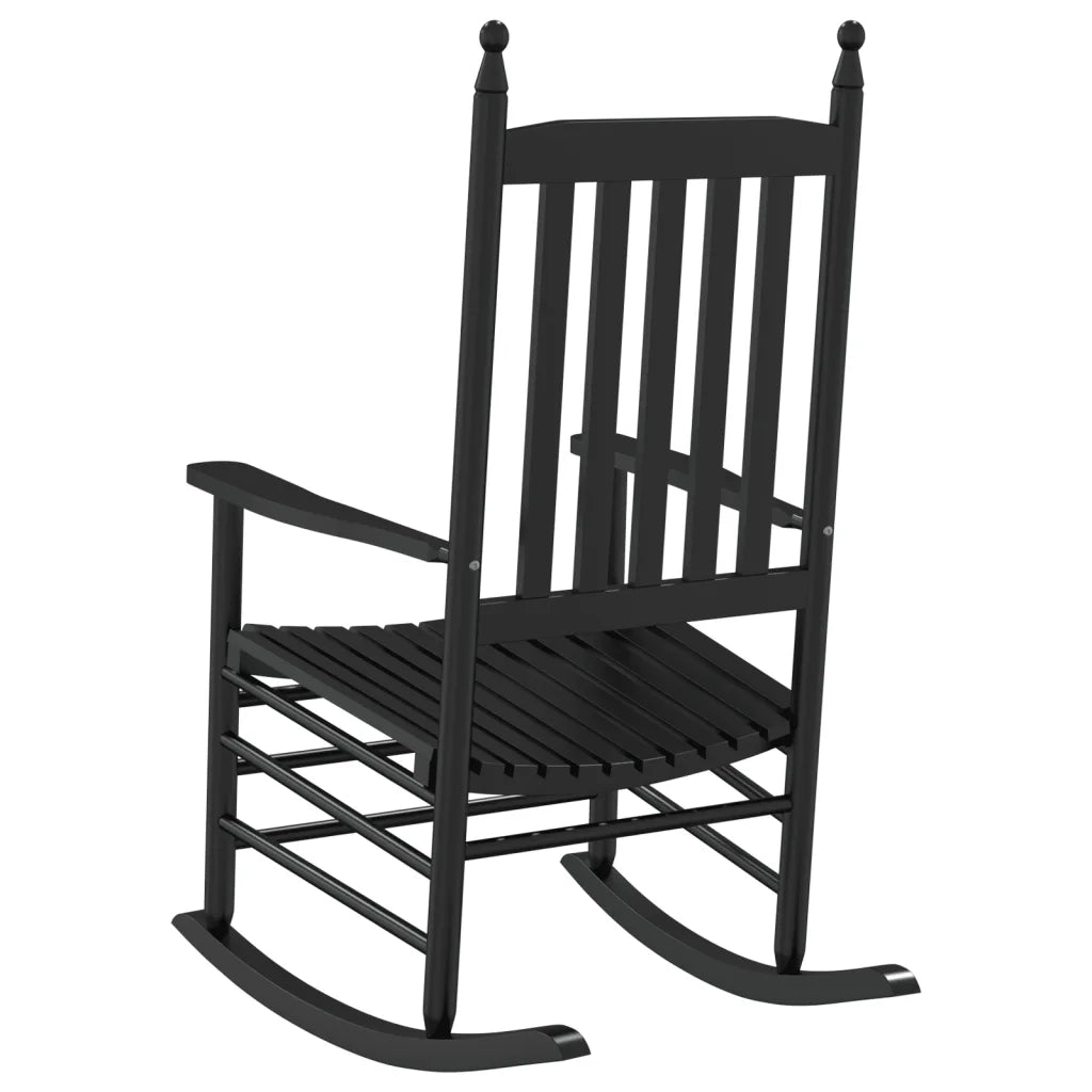 Deux Fauteuils Rocking Chair d'Extérieur noir en bois de peuplier.