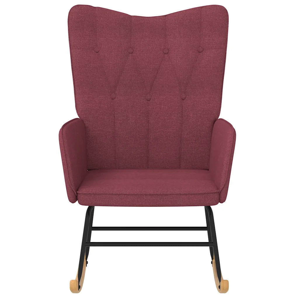 Un Fauteuil à Bascule couleur rouge vin, à personnaliser avec un Coussin.