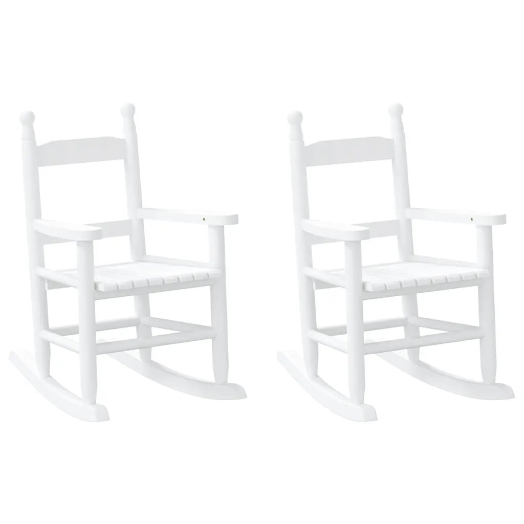 2 Fauteuils à Bascule en Bois Blanc pour les enfants.