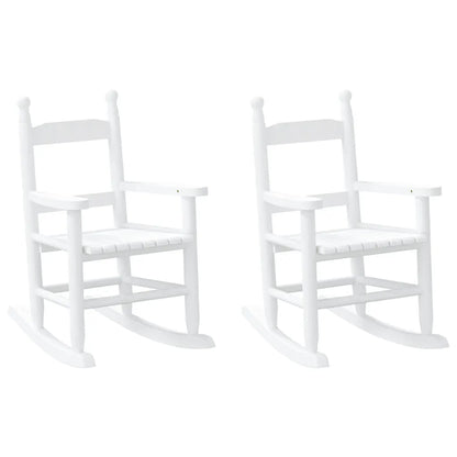 2 Fauteuils à Bascule en Bois Blanc pour les enfants.