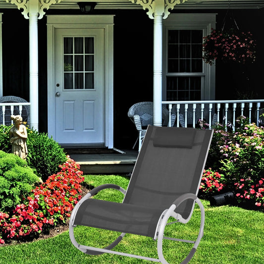 Un Fauteuil Relaxant noir, à Bascule qui sera parfait dans le jardin.