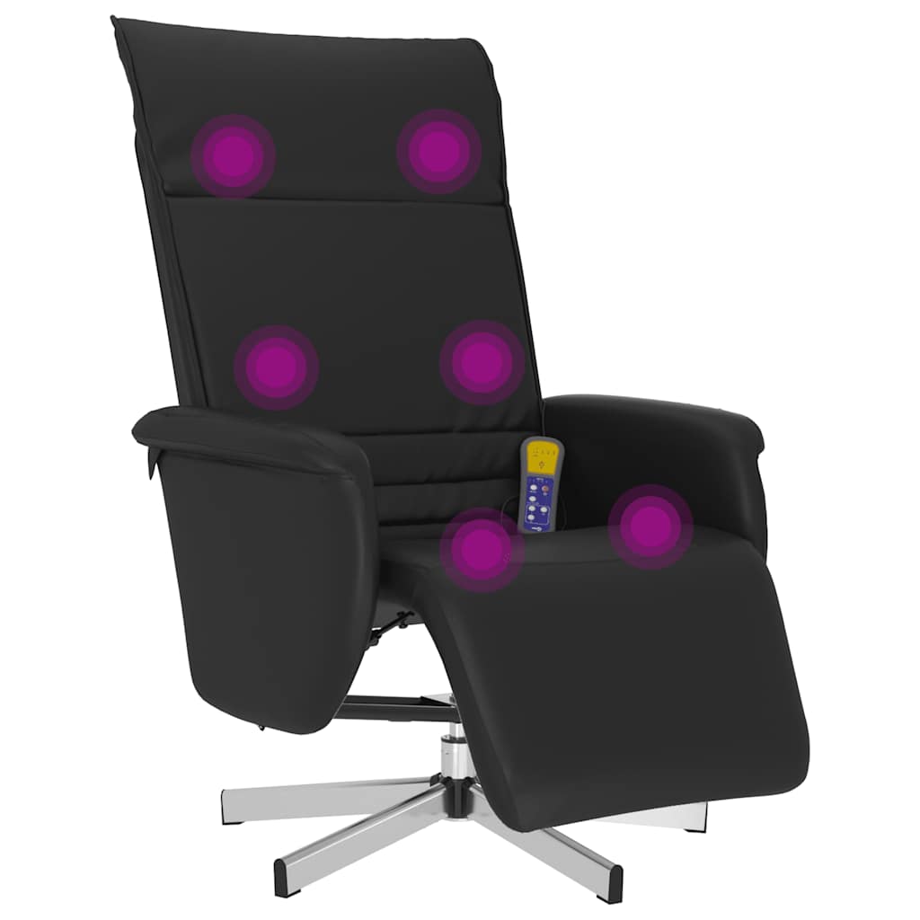 Fauteuil de bureau inclinable noir avec illustration des zones de vibration