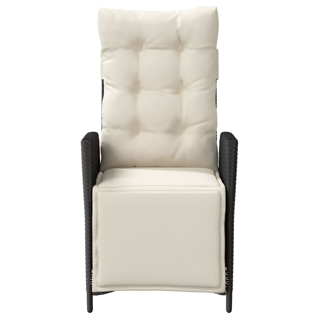 Fauteuil de jardin inclinable noir et crème de face