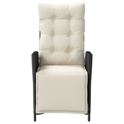 Fauteuil de jardin inclinable noir et crème de face
