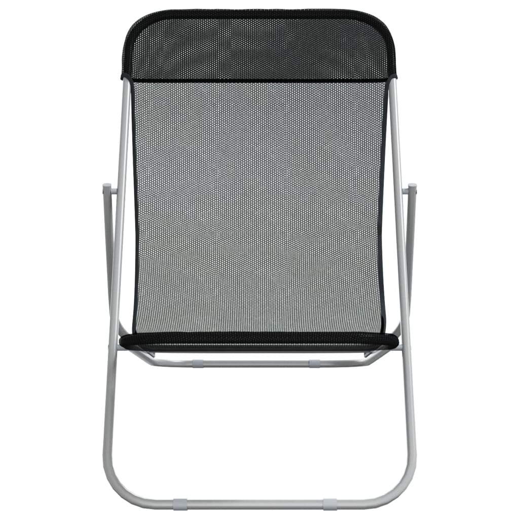 Fauteuil de plage inclinable noir vu de face