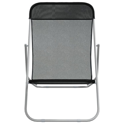 Fauteuil de plage inclinable noir vu de face