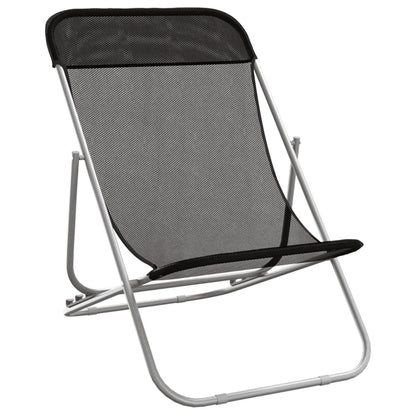 Fauteuil de plage noir et structure acier de trois quarts