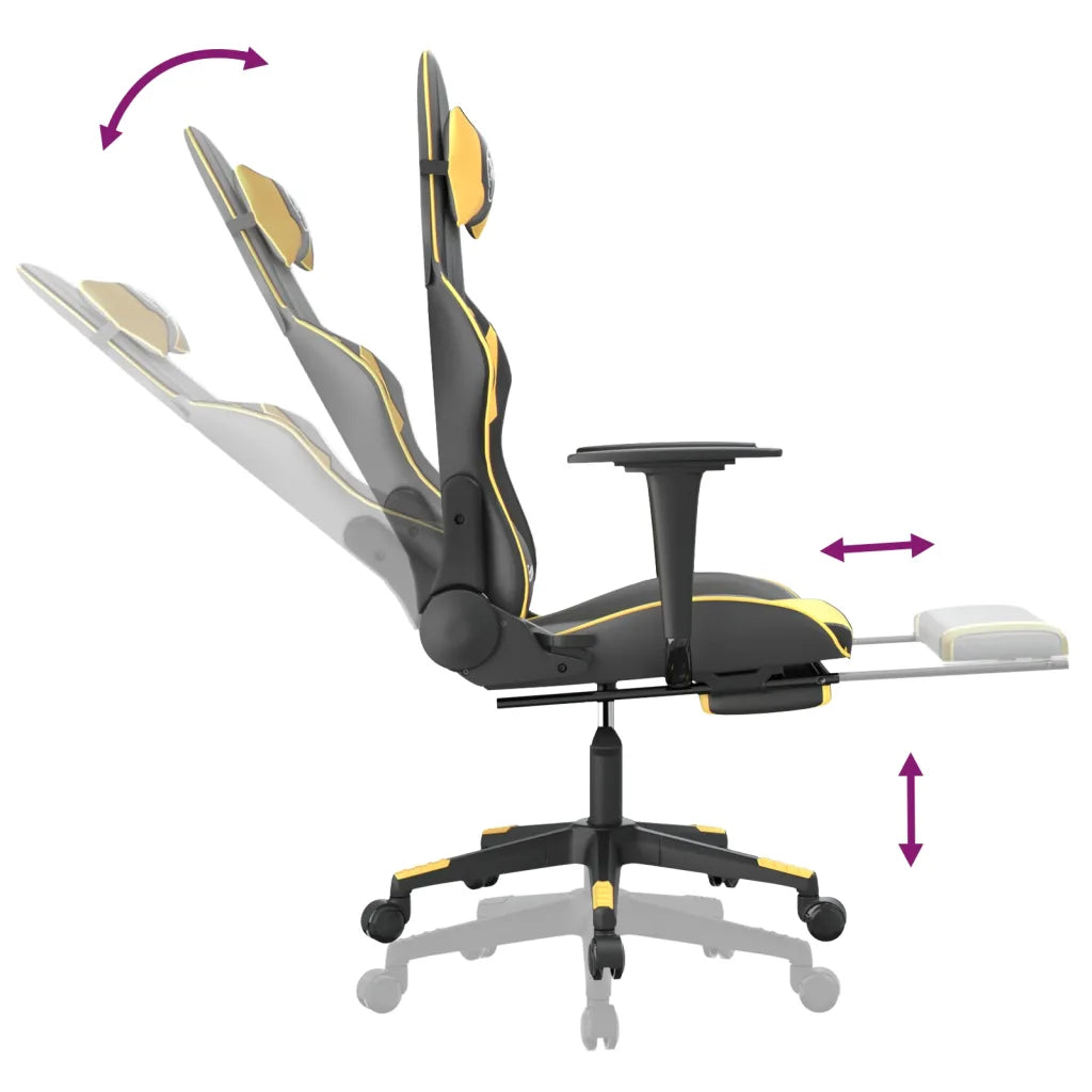 Fauteuil de bureau gamer inclinable pivotant à 360 degrés.