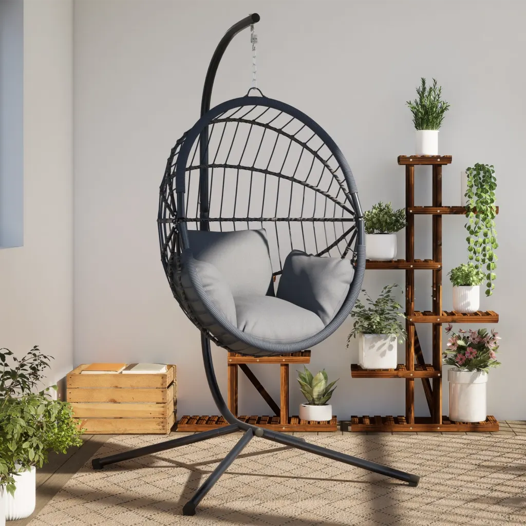 Un Fauteuil Œuf à bascule avec fonction balançoire. Disponible en plusieurs coloris.